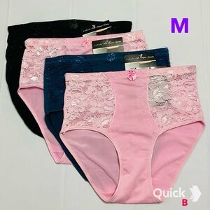 M - NWT 4 pieces Microfiber Briefs With Floral Lace Detail